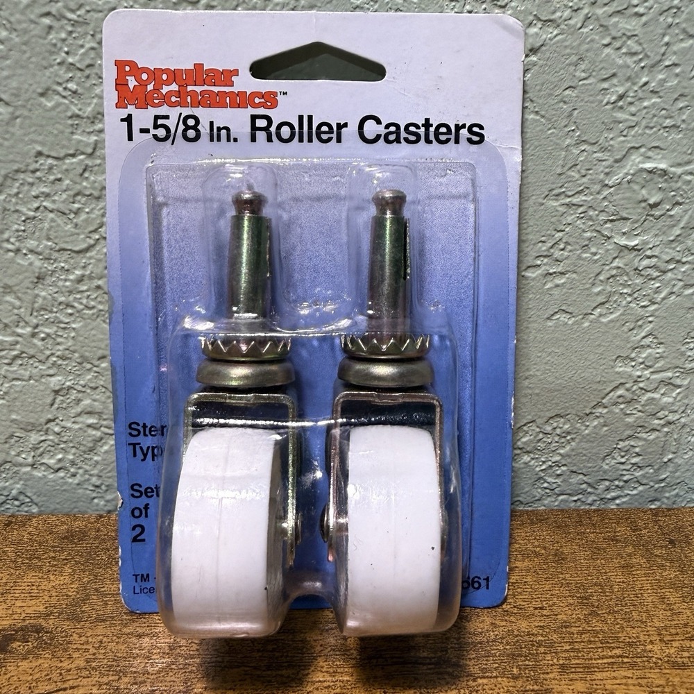 Popular Mechanics Roller Caster 1-5/8 in‎ Metal Stem Type Set Of 2 Plastic Wheel